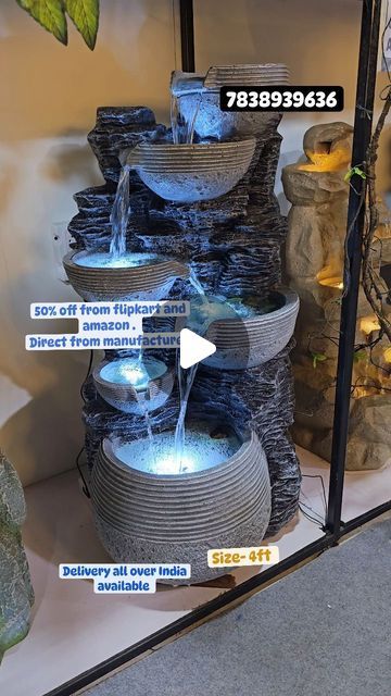 Water Fountain Indoor, Indoor Waterfall Fountain, Karol Bagh, Indoor Water Features, Harmony Art, Indoor Water Fountains, Indoor Waterfall, Kitchen Sink Design, Waterfall Fountain