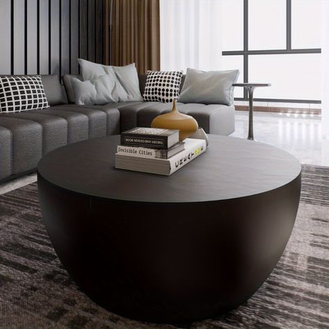 Faster shipping. Better service Real Wood Table, Round Drum Coffee Table, Wood Round Coffee Table, Oval Glass Coffee Table, Wood Coffee Tables, Black Living Room Decor, Coffee Table Round, Round Coffee Table Modern, Drum Coffee Table