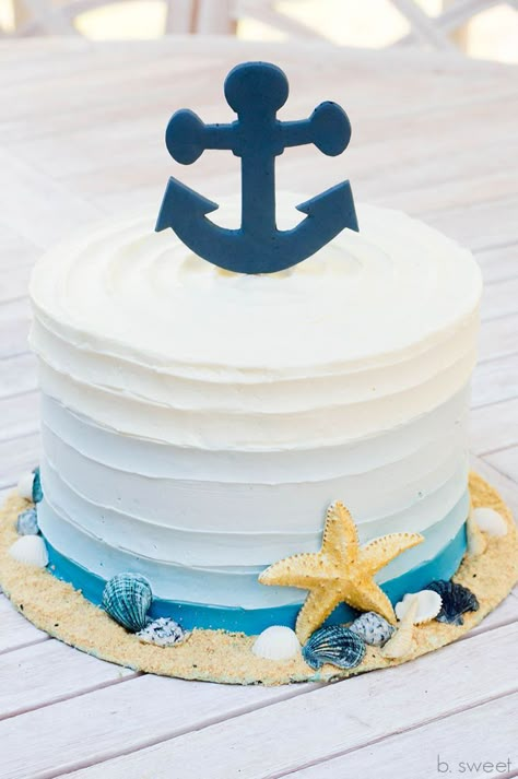 Nautical Birthday Cakes, Birthday Cake Kids Boys, Nautical Baby Shower Boy, Sailor Baby Showers, Boat Cake, Nautical Birthday Party, Nautical Cake, Beach Cakes, Fathers Day Cake