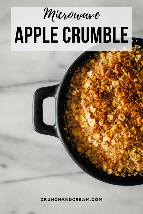 this microwave apple crumble is a perfect single-serving dessert for one that comes together in under 10 minutes. It's quick, easy and is a perfect winter dessert. it's also great for college students. Apple Crumble For One, Single Serve Apple Crumble, Homestead Baking, Microwave Apple, Dessert For One, Microwave Apples, Apple Biscuits, College Recipes, Microwave Dessert