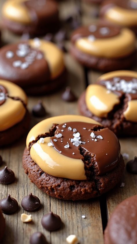 Buckeye Brownie Cookies Buckeye Cookies Recipe, Buckeye Brownie Cookies, Buckeye Cookies, Buckeye Brownies, Buckeyes Recipe, Creamy Pudding, Gooey Cookies, Sweet Cravings, Decadent Cakes