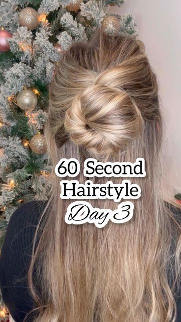 Cute Half Up Bun Hairstyles, Messy Half Up Bun, Half Down Bun Hairstyles, Up Bun Hairstyles, Knotted Bun, Down Bun, Holiday Updo, Half Up Bun, Two Buns