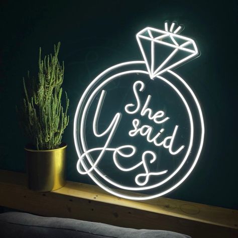 NEON SIGN RENTALS - She Said Yes - 2ft/Set to any colour! Celtic Magic, Event Signs, Match Font, Cambridge Ontario, Colour Set, Miss To Mrs, Custom Neon Lights, Event Sign, She Said Yes