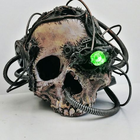 Steampunk Skull, Robot Skull, Skull Sculpture, Robot Skeleton Art, Mechanical Skull, Cyberpunk Sculpture, Cyberpunk Skull, Servo Skull, Cybernetic Skeleton