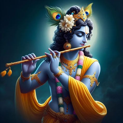 Bansuri Flute Krishna, Vrindavan Dham Images, Vrindavan Dham, Animals With Horns, Krishna Hindu, Animals And Nature, Krishna Flute, Radha Painting, Shree Krishna Wallpapers