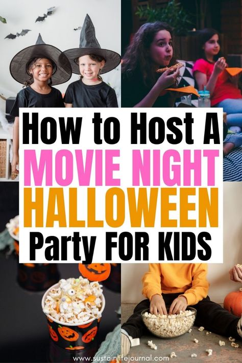 Sharing the ultimate guide to hosting a memorable halloween party featuring kid friendly Halloween movies, easy to make Halloween snacks and easy DIY Halloween party invitations. We should you some easy (and cheap!) Halloween decorations for your living room as well. Hope you have a great Halloween party for kids with these tips! Halloween Movie Party For Kids, Family Halloween Movie Night Ideas, Halloween Movie Night Birthday Party, Kids Halloween Movie Night Ideas, Halloween Theme Movie Night Ideas, Halloween Kids Movie Night Ideas, Halloween Movie Party Ideas, Movie Themed Halloween Party, Toddler Halloween Movie Night