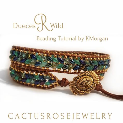 Deuces R Wild Bead Looming Tutorial 2 Versions, Leather Loom Work Country Western Bracelet Super Duo Seed Beads Wrap Bracelet Boho Chevron Beaded Leather Wrap Bracelet, Diy Macrame Bracelet Tutorial, Southwestern Beaded Bangle Bracelets, Brown Leather Beaded Wrap Bracelet, Southwestern Style Hand-strung Beaded Bracelet, Leather Bracelet Tutorial, Wrap Bracelet Tutorial, Western Bracelets, Apple Watch Bands Fashion