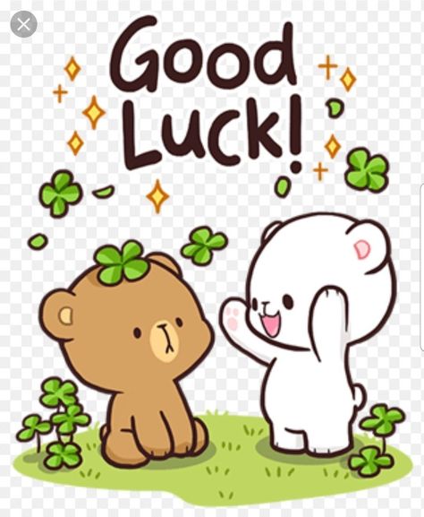 Luck Drawing, Good Luck Gif, Milk And Mocha, Milk Mocha, Cute Couple Comics, Milk & Mocha, Cute Bear Drawings, Cute Kawaii Animals, Best Of Luck