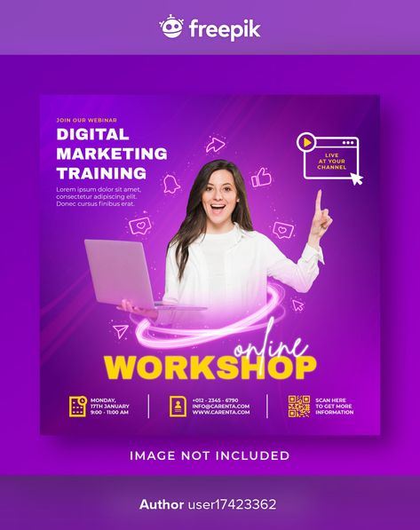 Webinar Poster, Study Poster, Facebook Poster, Social Media Advertising Design, Instagram Banner, Digital Marketing Design, Social Media Poster, Digital Marketing Training, Social Media Design Inspiration