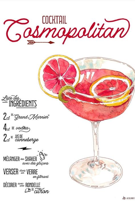 Cosmopolitan Cocktail, Cocktail And Mocktail, Happy Hour Cocktails, Mixed Drinks Recipes, Cocktail Drinks Recipes, Grand Marnier, Pretty Drinks, Vodka Cocktails, Alcohol Drink Recipes