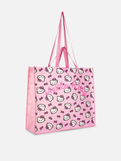 Pink Extra Large Hello Kitty Shopper Bag | Primark Hello Kitty Items, Shopping Tote Bag, Shoulder Tote Bag, Shopper Bag, Shoulder Tote, 50th Anniversary, Pink Bag, Bago, Extra Large