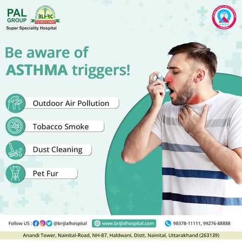 Learn About Asthma Triggers | Brij Lal Hospital Asthma Creative Ads, World Asthma Day Creative Ads, Multispeciality Hospital Ads, Hospital Creative Ads, Hospital Ads, Hospital Poster, Common Triggers, Buy Health Insurance, Organic Food Store