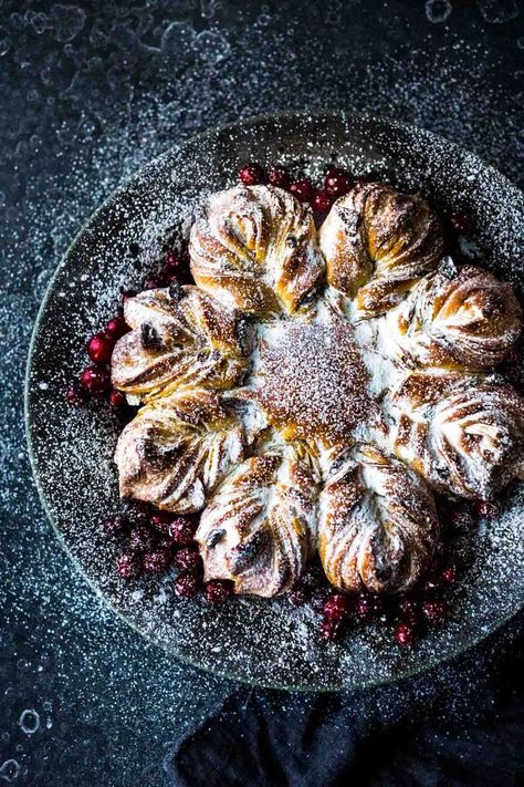 Star Bread -a delicious and beautiful cardamom-infused sweet bread, perfect for Winter Solstice, Christmas morning or the holidays! An easy step-by-step guide. | www.feastingathome.com #starbread #morningbread #holidaybaking #almondbread #cardamonbread Star Bread, Almond Bread, Cranberry Almond, Cranberry Bread, Winter Treats, Happy Belly, Dough Ingredients, English Breakfast, Sweet Bread