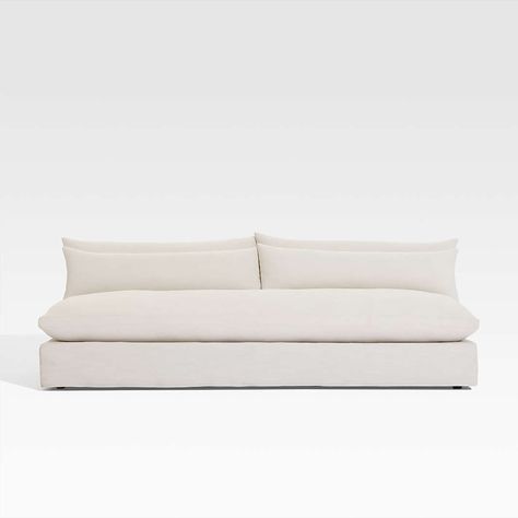 Outdoor Sofas and Lounge Seating | Crate & Barrel Canada White Outdoor Sofa, Sofa With Throw Pillows, Sofa With Throw, Replacement Sofa Cushions, Outdoor Sofa Cushions, White Slipcovers, Custom Slipcovers, Metal Sofa, Patio Couch