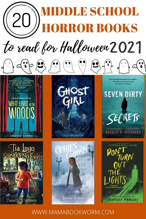 Middle School Horror Books for 2021 Middle Grade Horror Books, Spooky Middle Grade Books, Scary Books For Kids, Scary Stories Book, Scary Novels, Good Thriller Books, Middle School Literature, Middle School Books, Scary Books