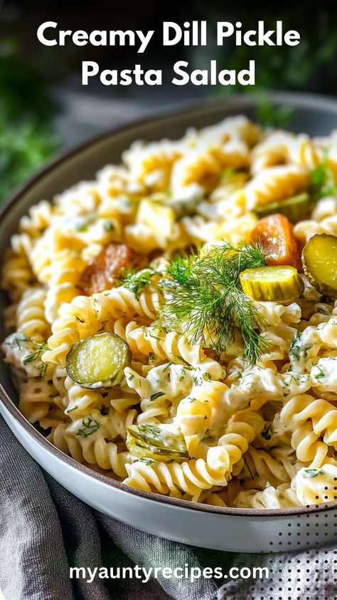 Indulge in the refreshing and creamy goodness of this Dill Pickle Pasta Salad. Packed with crunchy pickles, a creamy dressing, and tender pasta, it’s the ideal side dish for any summer event. The tangy dill flavor gives this pasta salad a unique twist that will have your guests coming back for more. Perfect for barbecues, picnics, and family get-togethers, this simple recipe is a guaranteed hit. Don’t miss out on this delicious, easy-to-make dish! Pickle Side Dishes, Dill Pickle Pasta Salad Recipe, Pickle Pasta Salad Recipe, Pickle Pasta Salad, Pickle Pasta, Crunchy Pickles, Dill Pickle Pasta Salad, Unique Side Dishes, Summer Side Dish