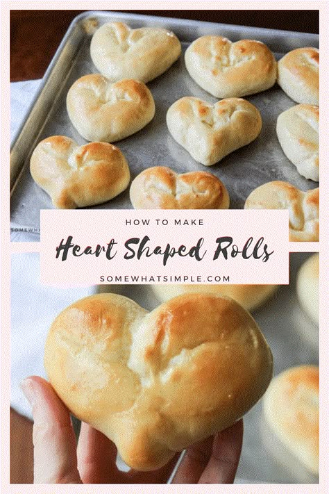 Heart Shaped Rolls, Romantic Homemade Dinner, Heart Shaped Dinner, Shaped Dinner Rolls, Cottagecore Recipes, Dinner Roll, Bread Shaping, Dinner Rolls Recipe, Valentine Dinner