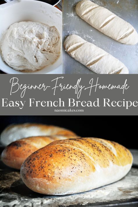 Easy French Bread [Recipe] - NaomiCakes Easy Beginner Bread RecipeFacebookInstagramPinterest Easy French Bread, Easy French Bread Recipe, Homemade Bakery, Homemade French Bread, French Bread Recipe, The Bakery, Easy Bread Recipes, Easy Bread, Bakery Bread