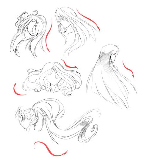 Hair Flow Reference Drawing, Anime Hair Flowing In The Wind, Long Hair Flowing In The Wind, Long Flowing Hair Reference, Hair Flowing In Wind Drawing Reference, Long Hairstyles Drawing Reference Female, Long Hair Anime Reference, Hair In The Wind Drawing Reference, Long Hair Drawing Reference Side View