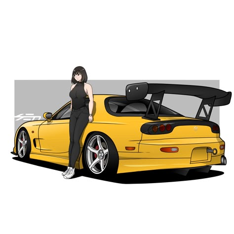 Jdm Girls, Jdm Wallpaper, Best Jdm Cars, Cool Car Drawings, Car Artwork, Automotive Artwork, Mazda Rx7, Japan Cars, Car Illustration