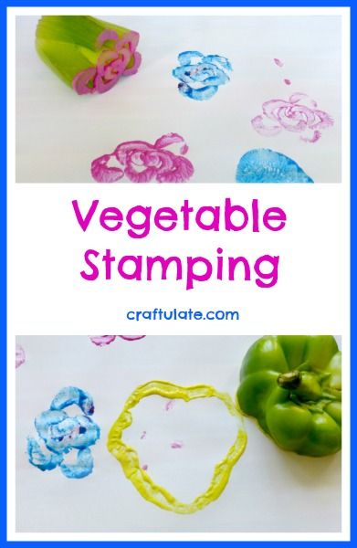 Vegetable Stamping - art activity for kids Vegetable Stamping, Preschool Food, Preschool Garden, Nutrition Activities, Food Activities, Preschool Theme, Art Activities For Kids, Preschool Lessons, Spring Activities