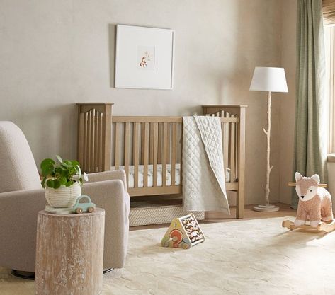 Gentle Kendall Nursery | Pottery Barn Kids Kids Room Lights, Pottery Barn Crib, Baby Cribs Convertible, Laminated Veneer Lumber, Boy Nursery Ideas, Nursery Lighting, Kids Room Lighting, Weathered White, Simply White