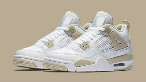 Jordan 4 Linen, Air Jordan 4, Jordan 4 White, Air Jordan Retro, Jordan 4s, Nike Shoes Jordans, Trendy Shoes Sneakers, Jordan Shoes Girls, Dr Shoes