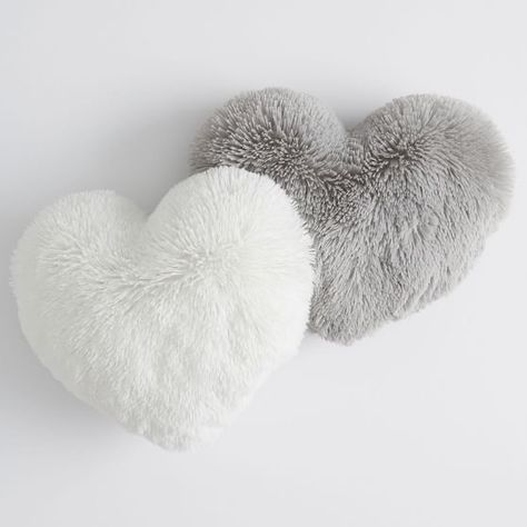 Big Cute Pillows, Fluffy Heart Pillow, Teen Throw Pillow, Fluffy Bedroom, Barn Bedrooms, House Png, Bed Guard, Fluffy Duvet, Pottery Barn Bedding