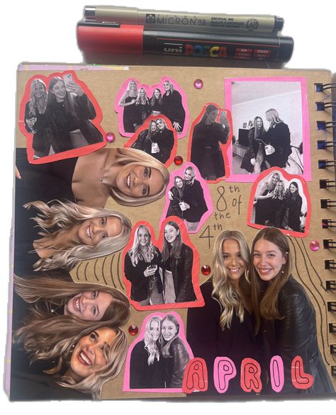 18th Birthday Scrapbook Ideas Layout, Scrapbook Ideas College Memories, Journal Photo Collage, Friendship Scrapbook Ideas Layout, Friends Scrapbook Layouts, Scrapbook Headings, Friend Birthday Scrapbook, Childhood Scrapbook Ideas, Aesthetic Scrapbook Ideas Layouts