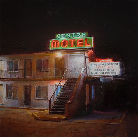 Sebastián Velasco | Painting | 2020 | Centre Motel Motel Painting, Sports Drawing, Cities In Spain, Colorful Buildings, Urban Wall, Midwest Emo, Sketchbook Cover, Aesthetic Space, Desert Vibes