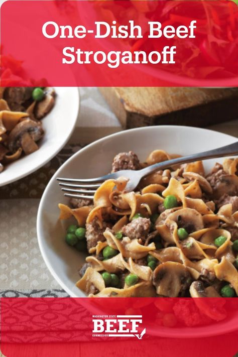 Combine Ground Beef and simple ingredients in one skillet for a crowd pleasing Beef Stroganoff recipe that doesn't require extra work. Beef Stroganoff Recipe, Ground Beef Stroganoff, One Skillet, Eat Beef, Stroganoff Recipe, Extra Work, Beef Recipes Easy, Beef Stroganoff, Easy Beef