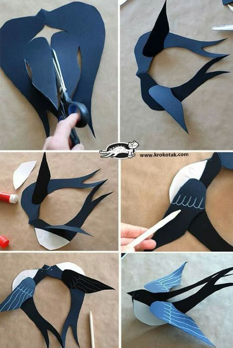 Birds Crafts, Birds Diy, Paper Bird, Paper Blog, Paper Birds, Paper Toy, Bird Crafts, Paper Photo, Crafts Paper