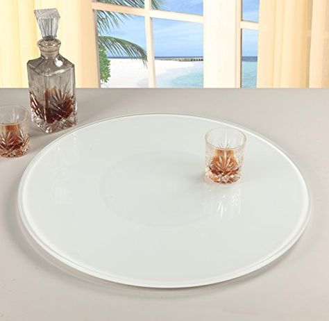 Chintaly Imports Lazy Susan Round Rotating Tray 24Inch GlassWhite Tabletop Lazy Susan, White Lazy Susan, Glass Lazy Susan, Table Lazy Susan, Lazy Susan Tray, Island Kitchen, Luxury Loft, Coloured Glass, Lazy Susan