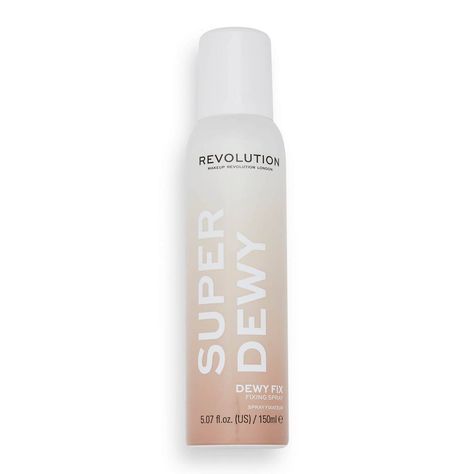 Superdewy Misting Spray | Revolution Beauty Makeup Revolution Setting Spray, Beach Makeup Tutorial, Dewy Setting Spray, Dewy Face, Fix Makeup, Makeup Revolution London, Fixing Spray, Pomegranate Seed Oil, Lip Scrubs