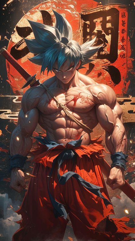 Bodybuilding Cartoon Wallpaper, Anime Bodybuilder Wallpaper, Bodybuilder Wallpaper, Female Samurai Art, Dragon Ball Z Iphone Wallpaper, Anime Lineart, Street Fighter Art, Dragon Ball Painting, Dragon Ball Art Goku