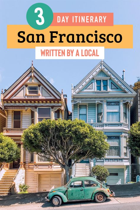 How to spend 3 days in San Francisco? We got you! Our local's guide and itinerary has recommendations for the best things to do in San Francisco, must see iconic SF spots along with the most delicious food you have to try while visiting the city by the Bay. Some highlights: Golden Gate Bridge, Baker Beach Marshall Beach, Ride A Cable Car, Fishermans Wharf, Palace of Fine Arts, Golden Gate Park, Chinatown, Alamo Square Painted Ladies, Haight Ashbury and more! Road Trip Games For Kids, Highlights Golden, San Francisco Itinerary, Weekend In San Francisco, San Francisco Vacation, San Francisco Travel Guide, Trip Games, Napa Trip, Alamo Square