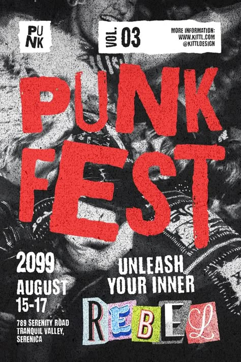 Punk Rock Music Festival Event Poster Design Template — Customize it in Kittl Punk Graphic Design, Punk Rock Posters, Rock Poster Design, Rock Music Festival, Poster Punk, Punk Rock Music, 달력 디자인, Punk Poster, Desain Editorial