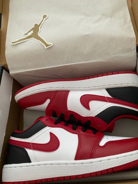 Air Jordan 1 Lows Red, Low Jordan 1 Outfit, Air Jordan 1 Low Red, Jordan 1 Low Red, Jordan Lows, Red Nike Shoes, Rare Jordans, Jordan 1 Outfit, Trainers Nike