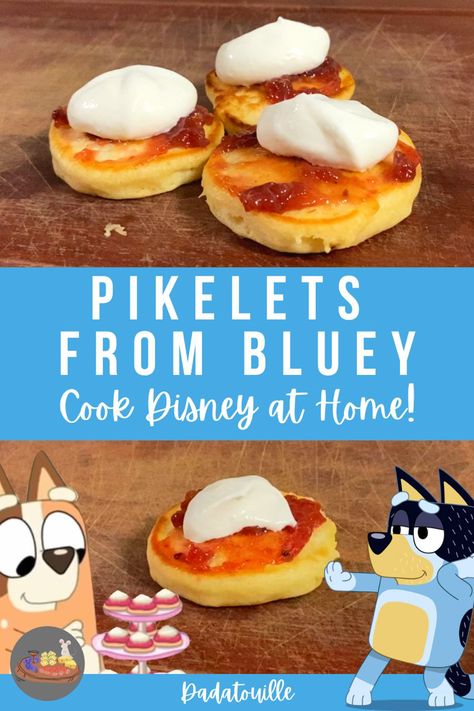 Here is an easy and perfectly delicious recipe for Pikelets at home! I first learned about Pikelets from the show Bluey, and I am so glad I did. These are a great snack or breakfast, the whole family will love this recipe. I hope you enjoy! Bluey Birthday Finger Foods, Recipes From Bluey, Bluey Birthday Breakfast, Bluey Themed Charcuterie Board, Bluey Themed Breakfast, Bluey Lunch Ideas, Bluey Dinner Ideas, Bluey Themed Desserts, Bluey Inspired Meals