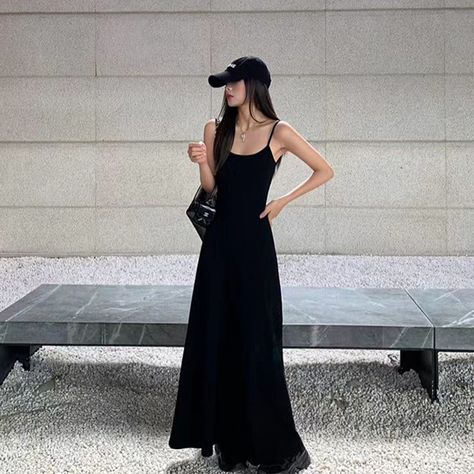 Dresses Y2k, Streetwear Dress, Sundress Summer, Line Dresses, Dresses Casual Winter, Women Streetwear, Summer Elegant, Sleeveless Long Dress, A Line Dresses