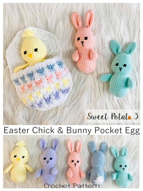 Crochet Bunny Patterns, Basket Template, Easter Crochet Patterns Free, Chick Crochet, Easter Basket Pattern, Bunny Patterns, Easter Things, Crochet Easter Basket, Easter Patterns