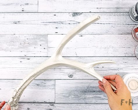 How To Paint Deer Antlers, Painting Deer Antlers, Antler Diy, Painted Deer Antlers, Antler Projects, Painted Antlers, Deer Antler Crafts, Deer Antler Decor, Deer Horns