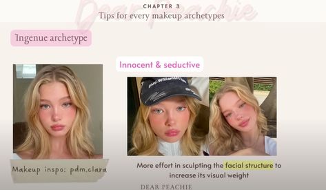 The Ingenue Archetype Makeup, Ingenue Makeup Archetype, Makeup Archetypes, Ingenue Archetype, Natural Archetype, Dear Peachy, Ingenue Makeup, Innocent Archetype, Ingenue Essence