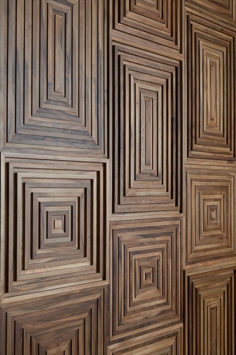 Wall Wood Paneling, Wall Design With Wood, Mid Century Modern Wall Panels, Wall Detail, Mcm Wood Paneling, Mcm Wood Feature Wall, Wood Pattern Design, Wood Wall Panels, Wood Panel Door