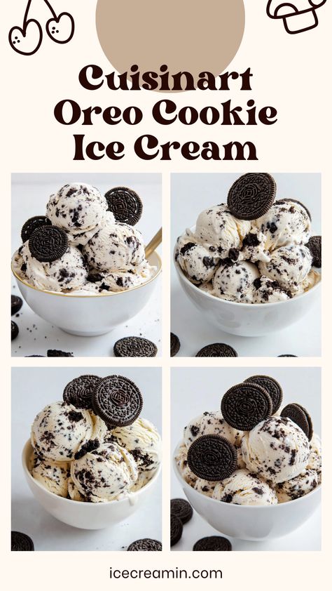 Enjoy the beloved taste of Cuisinart Oreo cookie ice cream that features delicious chunks of Oreo cookies in a creamy base. This decadent treat is perfect for satisfying your sweet cravings. Great for parties and movie nights save this pin for a crowd-pleasing dessert! Oreo Cookie Ice Cream, Cuisinart Ice Cream Maker Recipes, Cuisinart Ice Cream Maker, Cuisinart Ice Cream, Vegetarian Cookies, Cookie Ice Cream, Oreo Ice Cream, Ice Cream Maker Recipes, Oreo Cookie