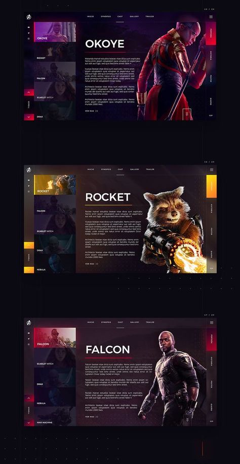 Desain Ux, Layout Web, Movie Website, Graphisches Design, Work Project, Web Ui Design, Webpage Design, Website Design Layout, Avengers Infinity