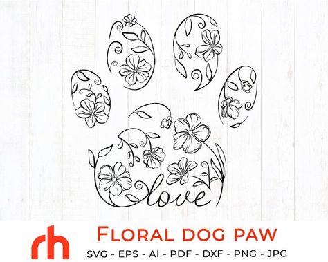 Flower Wrist Tattoos, Animal Vector, Flower Dog, Embroidery Template, Hand Embroidery Projects, Dog Flower, Photoshop Backgrounds, Flower Svg, Scan N Cut