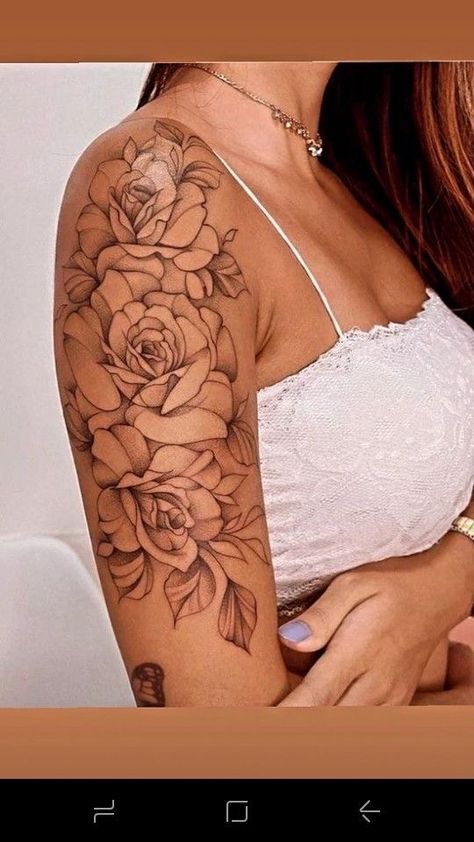 Underarm Tattoo, Shoulder Sleeve Tattoos, Feminine Tattoo Sleeves, Tattoo Shading, Rose Tattoos For Women, Hand Tattoos For Girls, Clever Tattoos, Tattoos For Women Half Sleeve, Flower Tattoo Shoulder