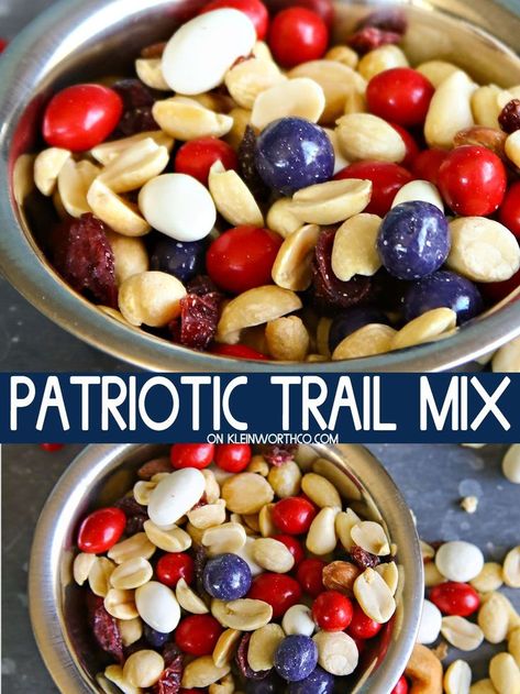 Decor Celebration, Trail Mix Recipe, Memorial Day Foods, Trail Mix Recipes, 13 Colonies, Patriotic Food, 4th Of July Desserts, Fourth Of July Food, July Decor