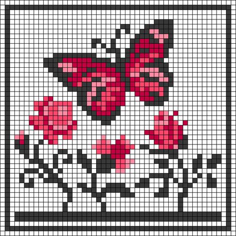 Alpha pattern #118190 | BraceletBook Butterfly Alpha Pattern, Small Alpha Patterns, Melty Bead Designs, Butterfly Cross Stitch Pattern, Beads Patterns, Hand Beaded Embroidery, Simple Butterfly, Butterfly Cross Stitch, Pixel Crochet